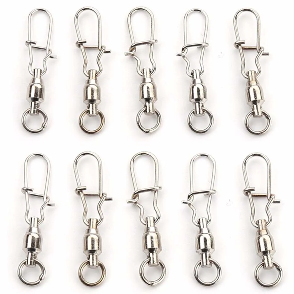 Fishing Swivels Fishing Line Connectors Fishing Hook Connector 20pcs/Lot Ball Bearing Swivels Crane Duo Lock Snap Trolling Rigging
