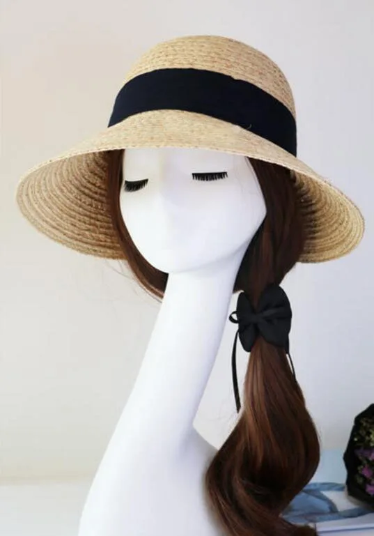 6pcs Brand Nature Raffia Straw Sun Visor Women Summer Straw Visors
