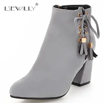 

Lsewilly Women Side Zipper Comfortable Square Heel Ankle Boots Fashion Pointed Toe Keep Warm Winter Bowtie Shoes Black S682