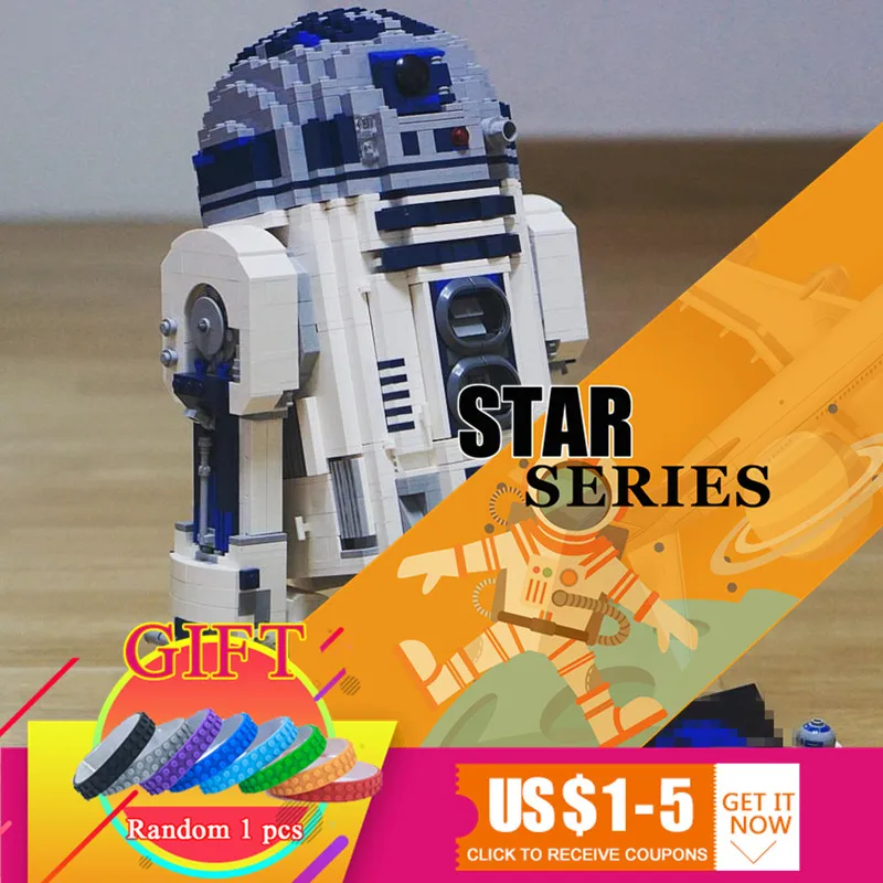 

05043 2207pcs The R2 model D2 Robot Set Star Series wars Out of print Genuine Educational Building Blocks Bricks 10225 lepin