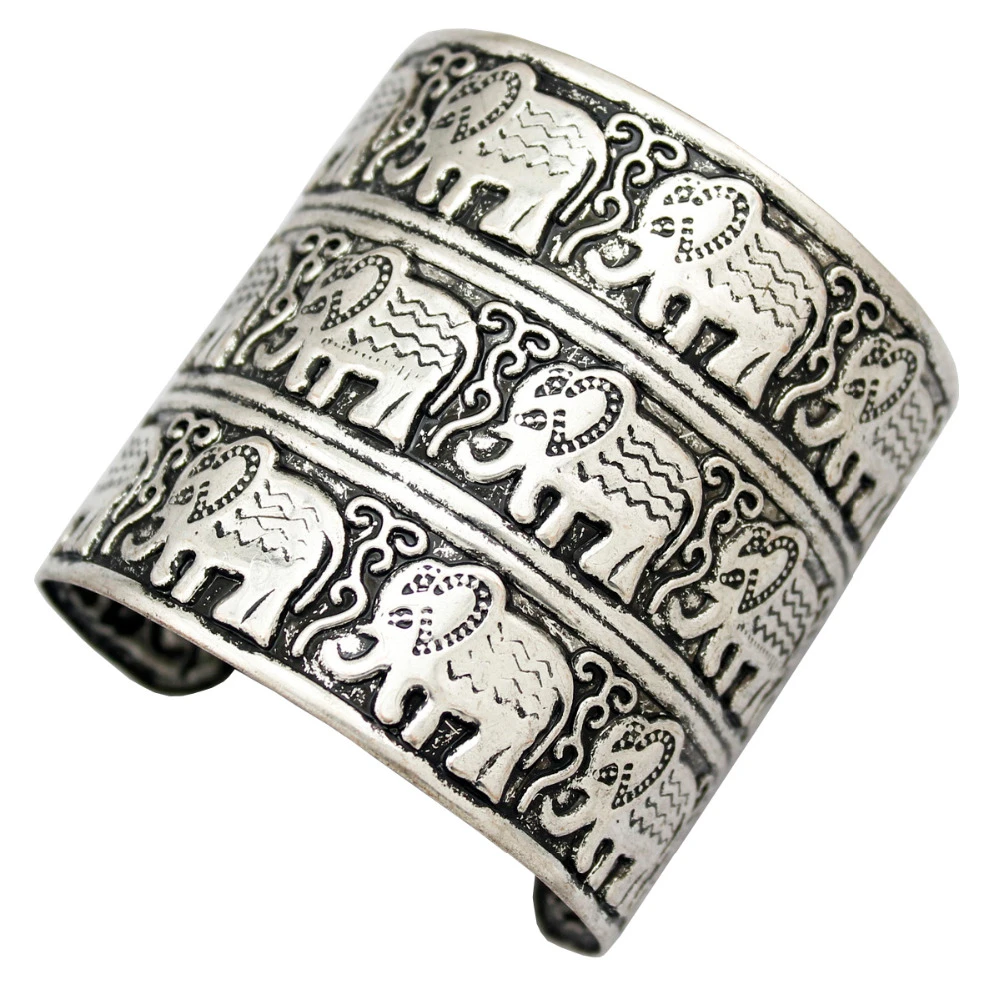 Egipcio africano Vintage Chapado en plata en relieve elefante OM indio Ganesha pulsera grande brazalete Anime|bracelet bangle cuff|bangle cuffbig bracelets bangles - AliExpress