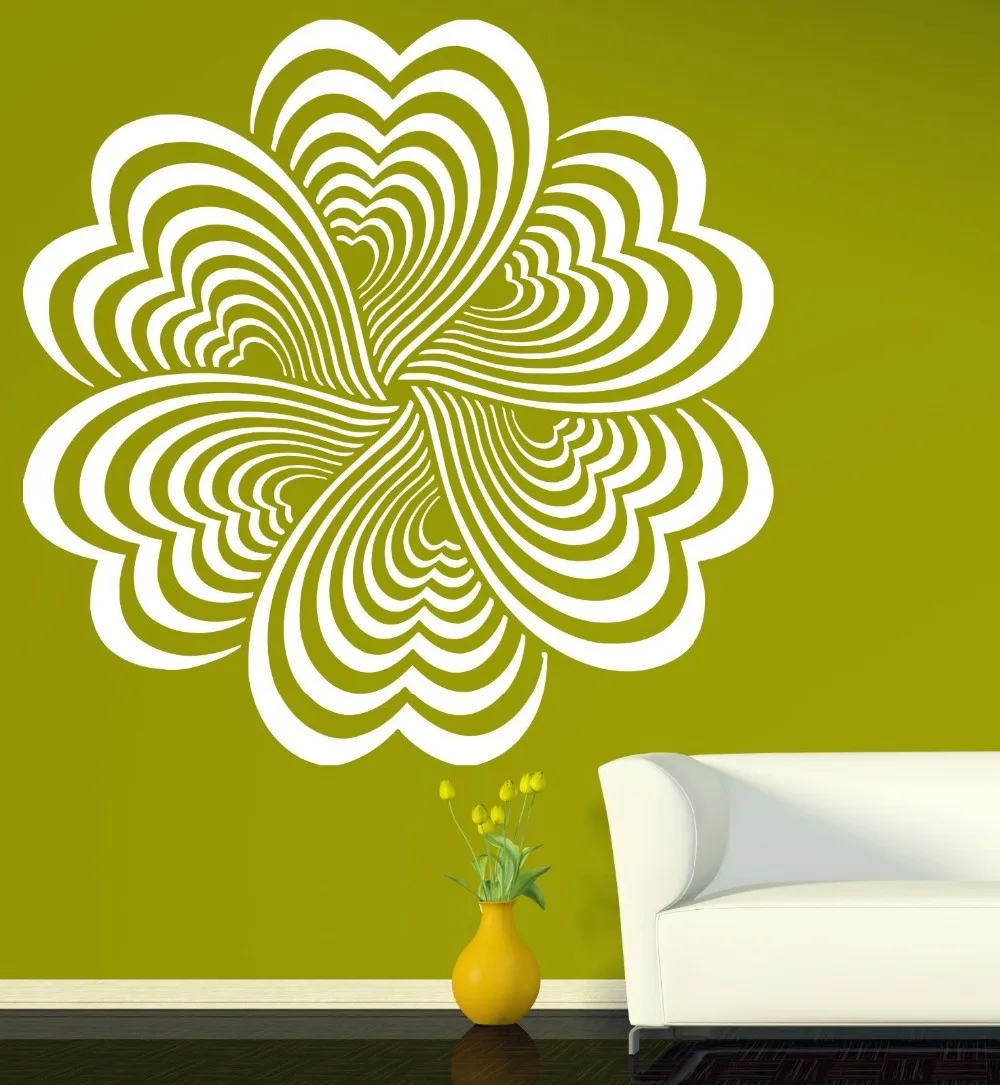 Drawing Elements Flower Optical Illusion Vinyl Wall Sticker home decor Wall Decal Wall Art wall