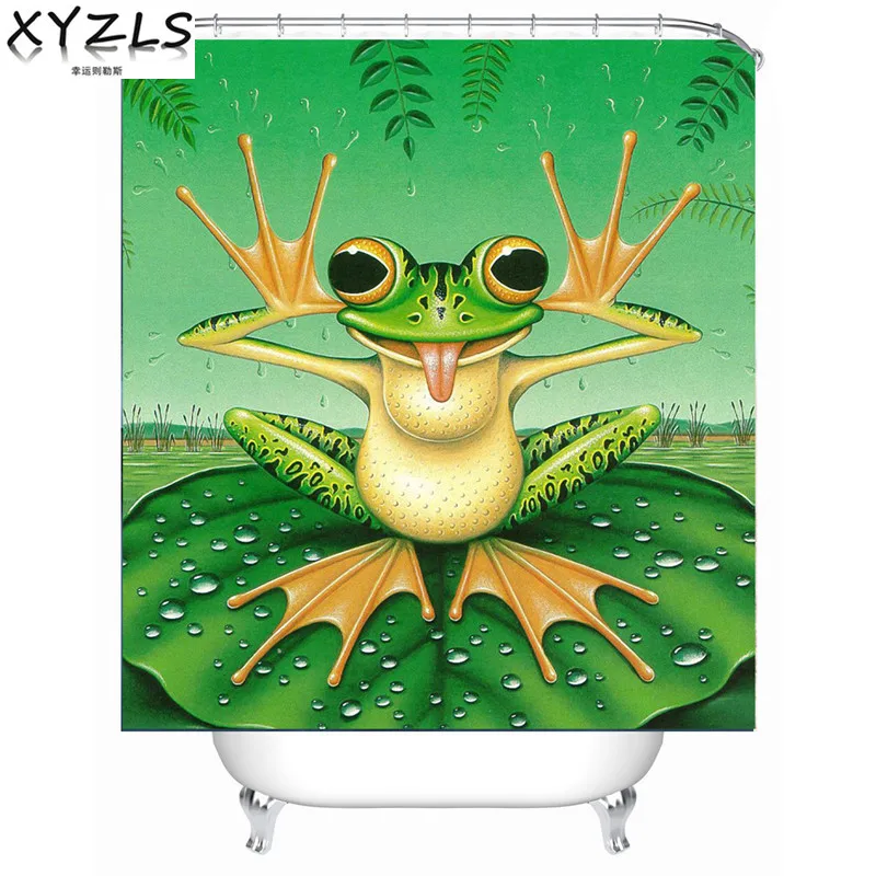 XYZLS Новое поступление забавная лягушка 3D DIY Печать Водонепроницаемая занавеска