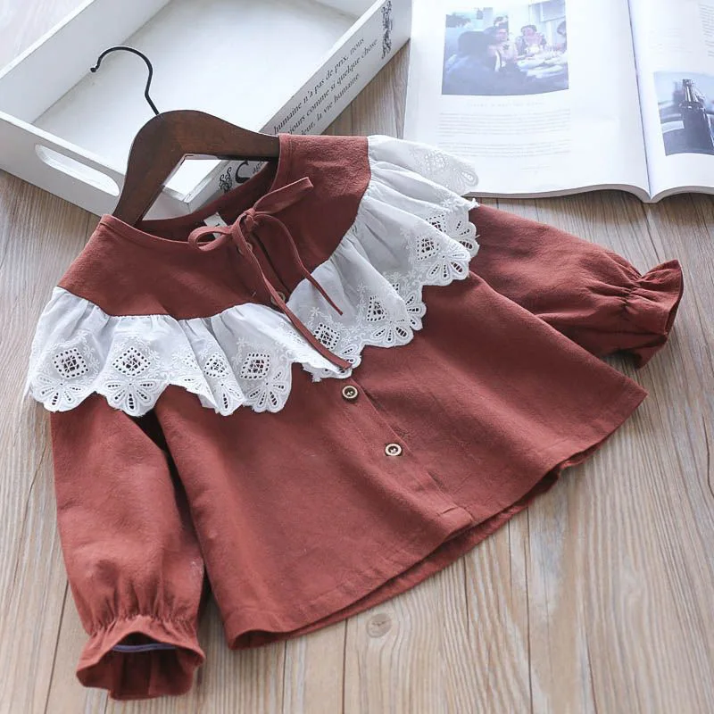 Humor Bear/ г. Новая одежда для девочек кружевной дизайн с длинными рукавами для девочек+ юбка, комплект одежды для детей, Осенние комплекты одежды для детей - Цвет: Красный
