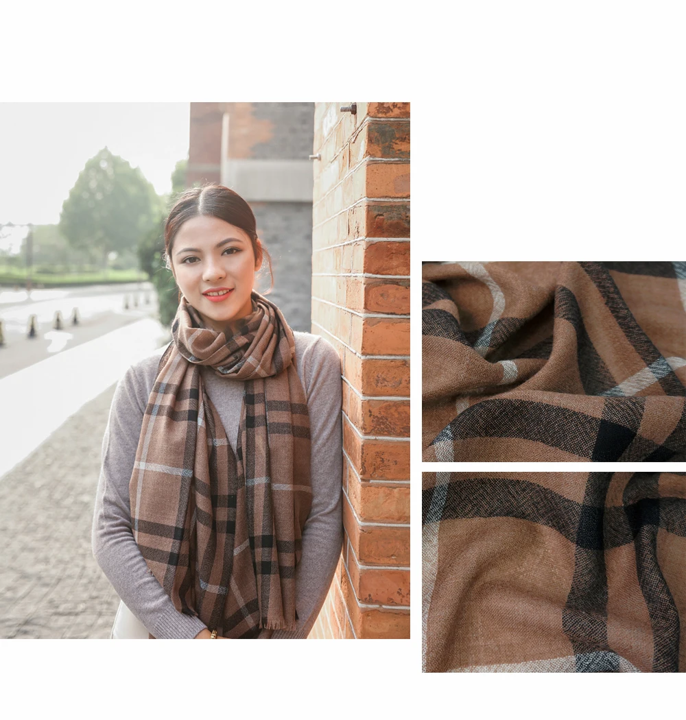 Сделано в Непале кашемировый шарф шаль коричневый клетчатый высококачественный мягкий и теплый