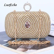 Luxecho Золотой Кристалл вечерние сумки дамы Shoulderbag цепи один день Clucthes сумочки для вечеринок
