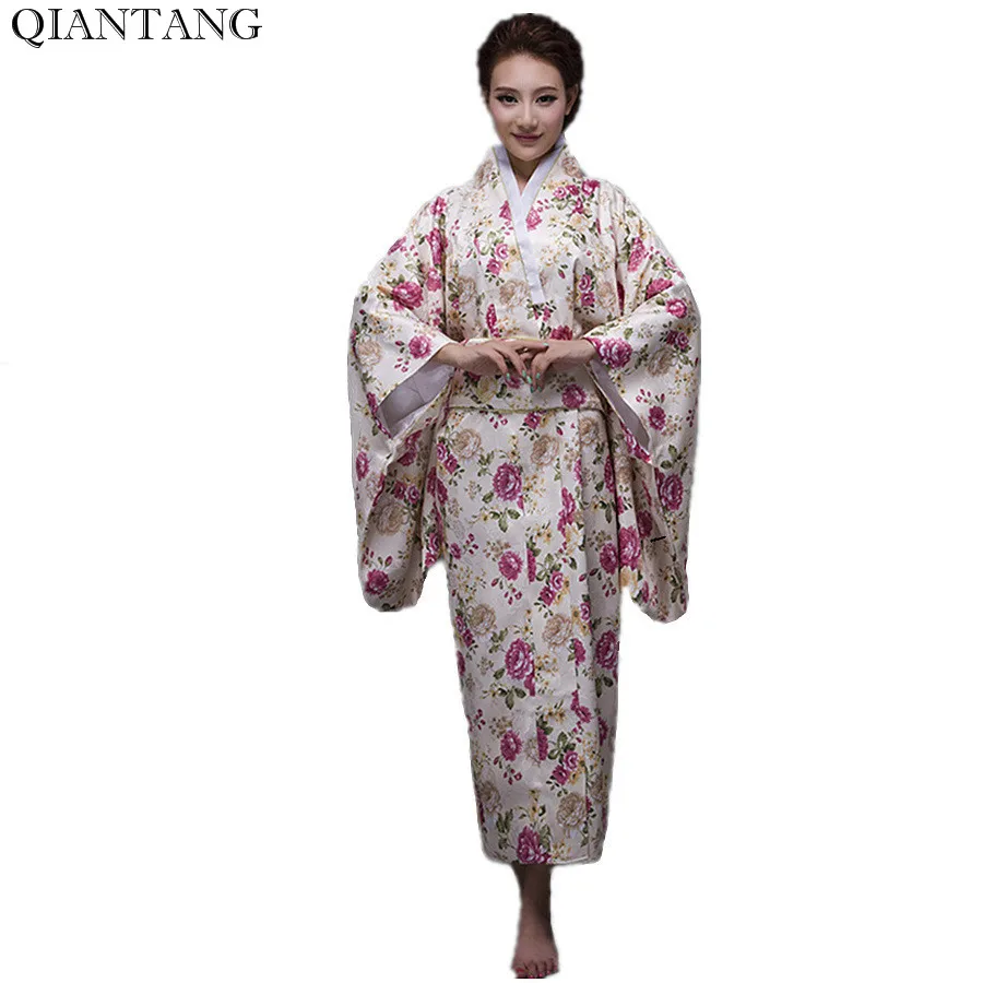 Hot Sale Fashion Women Kimono Yukata Haori With Obi Pink Japanese Style