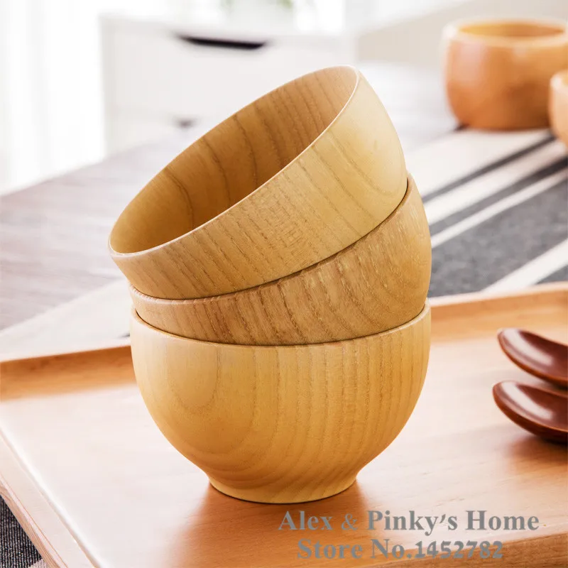 Japanese Tableware Eco Friendly Birch Wooden Bowls Household Kitchen