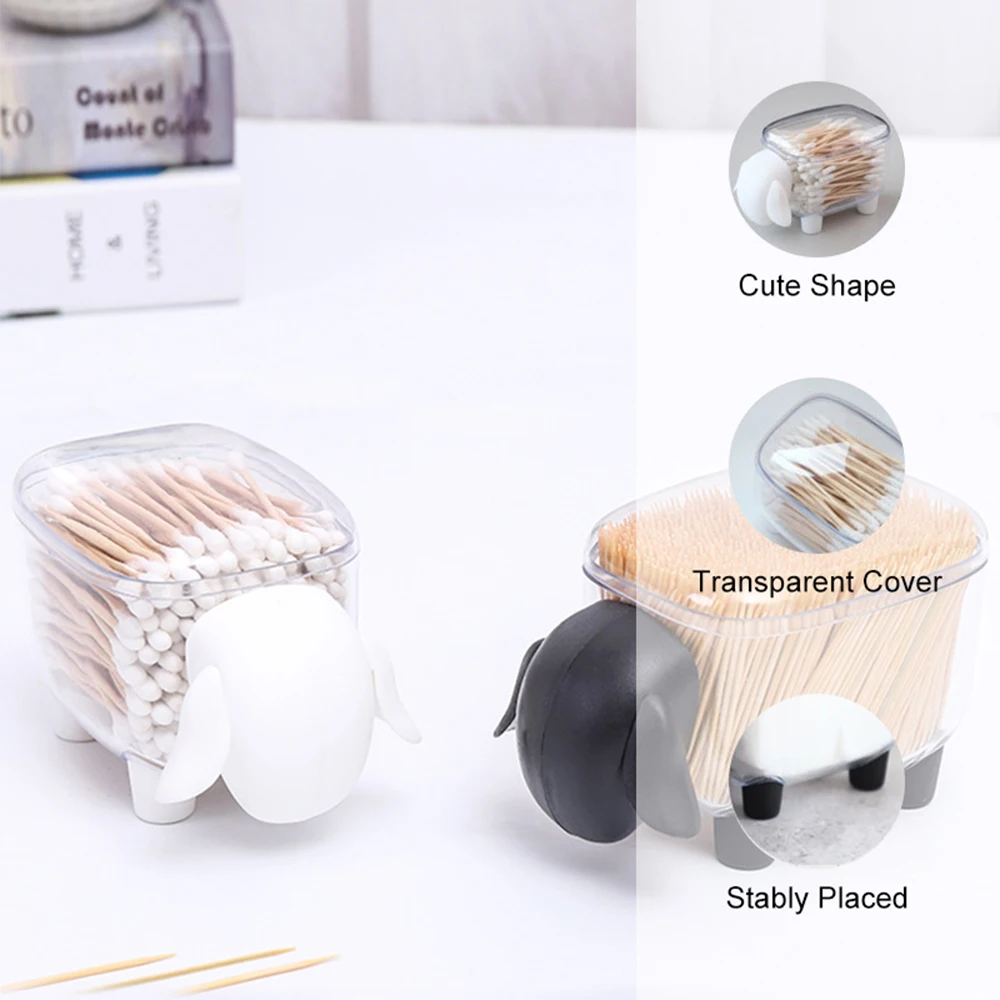 

1PC Plastic Table Top Cotton Swab Toothpick Storage Box Holder Sheep Shaped Container Household Table Organizer Home Decor