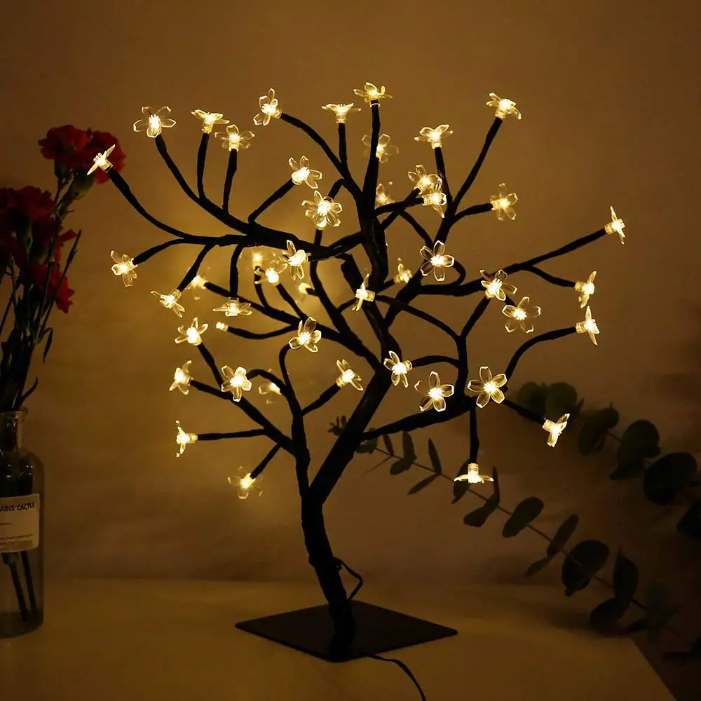 New 24/36/48 leds Cherry Blossom decorative Tree lights Cherry Blossom Desk Top Lamp for Home Festival Party Wedding Christmas - Испускаемый цвет: Тёплый белый