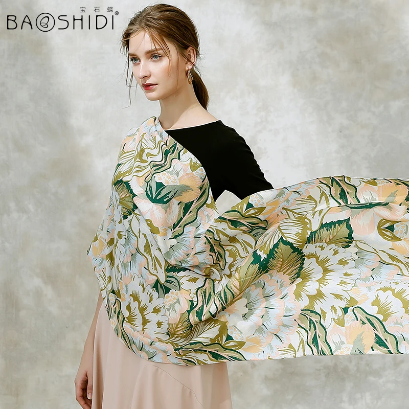 

[BAOSHIDI]100% wool winter scarf, Scarves luxury brand long Scarf women, Elegant warm shawl lady, 2017 latest designer scarf