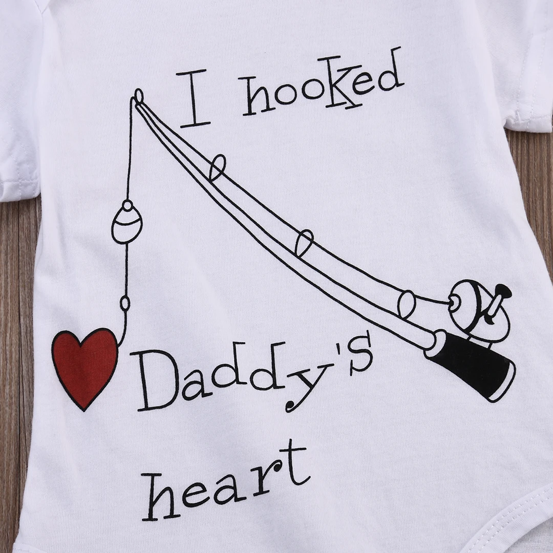 Летние Боди с надписью I hocked Daddy's Heart для маленьких мальчиков и девочек детские