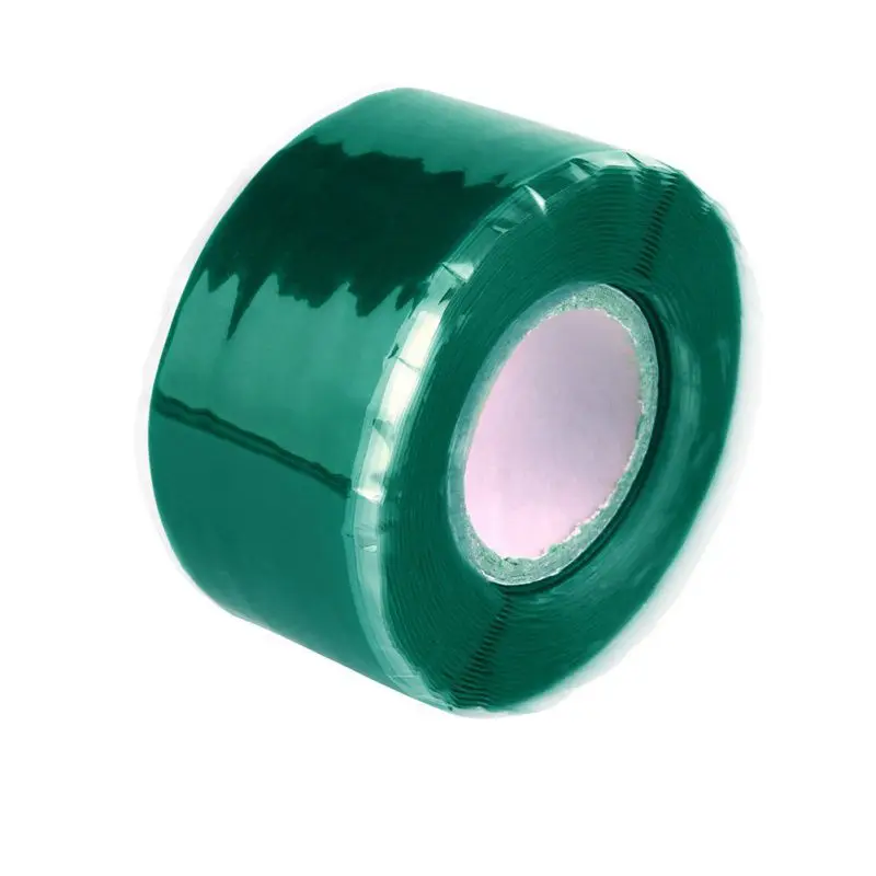 Водостойкая силиконовая лента для ремонта, склеивающая спасательная самосплавляющаяся проволочная трубка, черная прозрачная пленка - Цвет: Зеленый