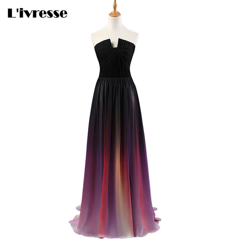 Real Picture Cheap Wholesale Price Ombre Prom Dress Lily Collins ...