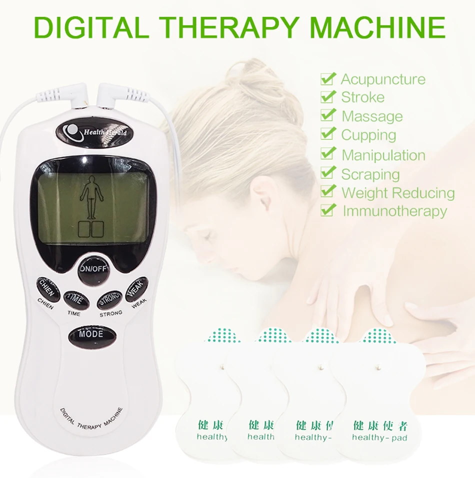 Beurha 8 Eletrode колодки Электрический миостимулятор двойной машина цифровой низкой частоты терапевтического Акупунктура для всего Средства ухода за кожей массаж