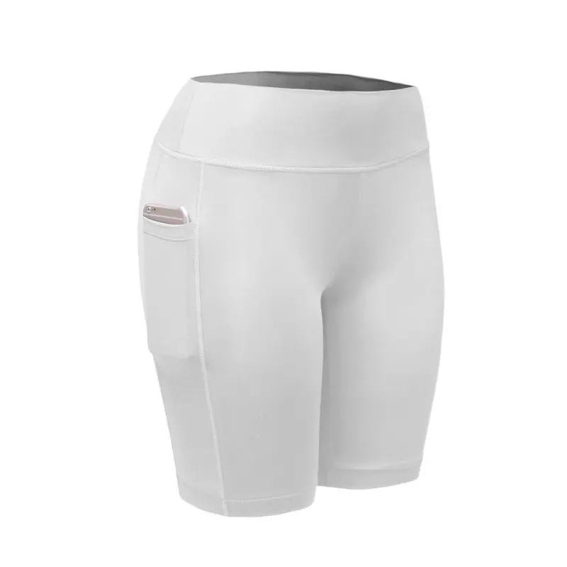 Быстросохнущие обтягивающие Женские шорты, дышащие шорты для тренировок, фитнеса, летние компрессионные удобные штаны - Цвет: Белый