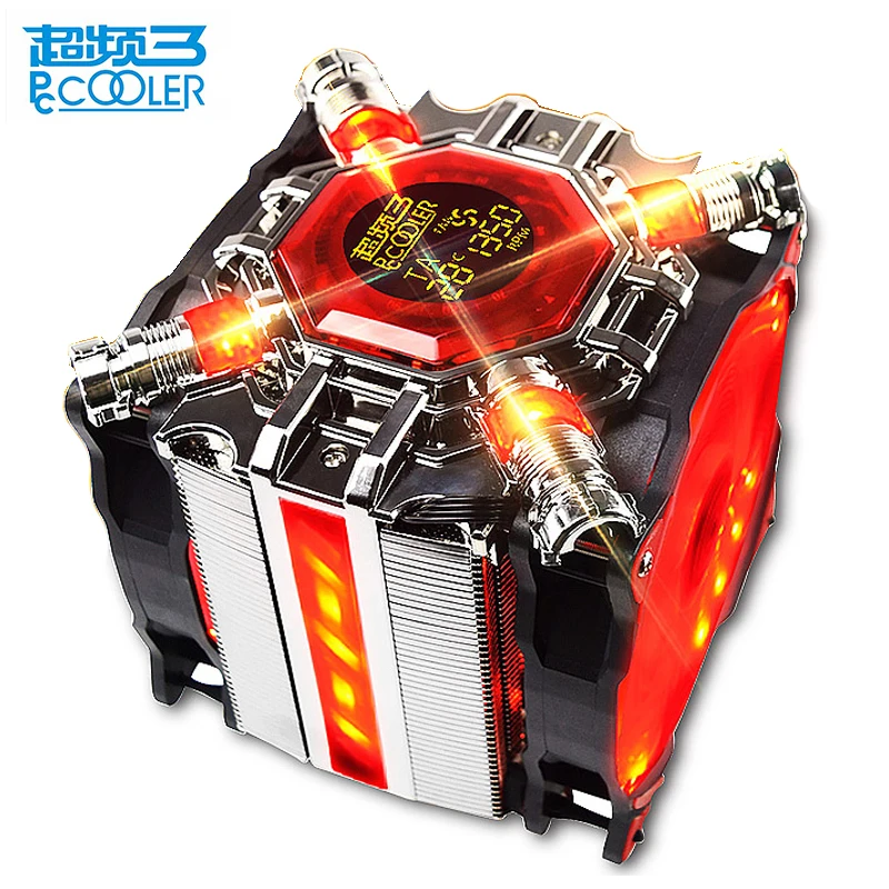 

Pccooler 5 Heatpipe CPU cooler 12cm LED 4pin fan for Intel 1155 1156 AMD AM4 radiator heatsink CPU cooling 120mm quiet PC fan