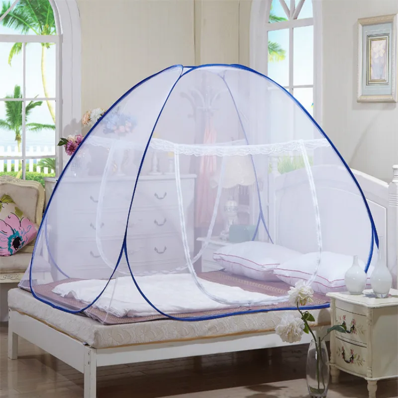 The New style Blue bed mosquito nets Without installation Students
