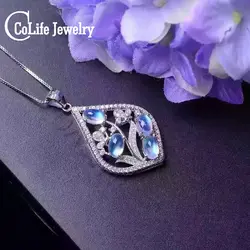 Chrame дизайн ожерелье для женщин 100% натуральный лунный камень реальные 925 твердых стерлингового серебра ожерелье модные подарки для девочек