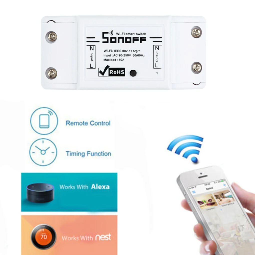 

ITEAD Sonoff Wireless Wifi Smart Switch APP Control Home Automation Module Timer Intelligent Switch New