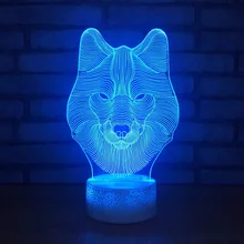 Красивая 7 цветов Изменение 3D Wlof Настольная лампа Светодиодные