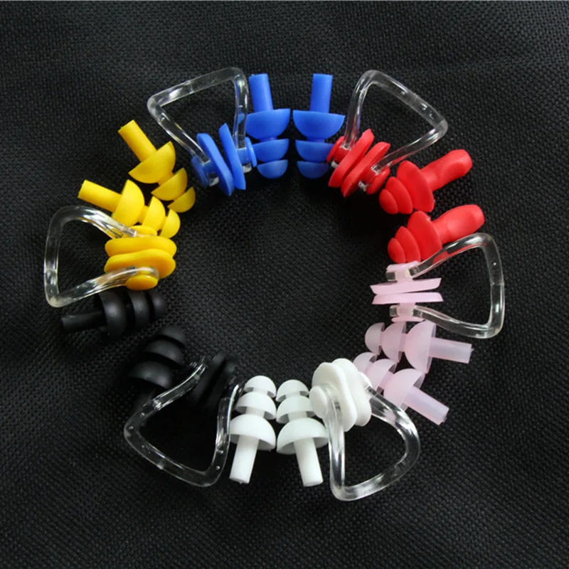 1 مجموعة لينة سيليكون السباحة سدادات الضوضاء للماء الأذن المقابس مشبك الأنف السباحة الأذن تصفح بركة الاكسسوارات الرياضات المائية الصفتي