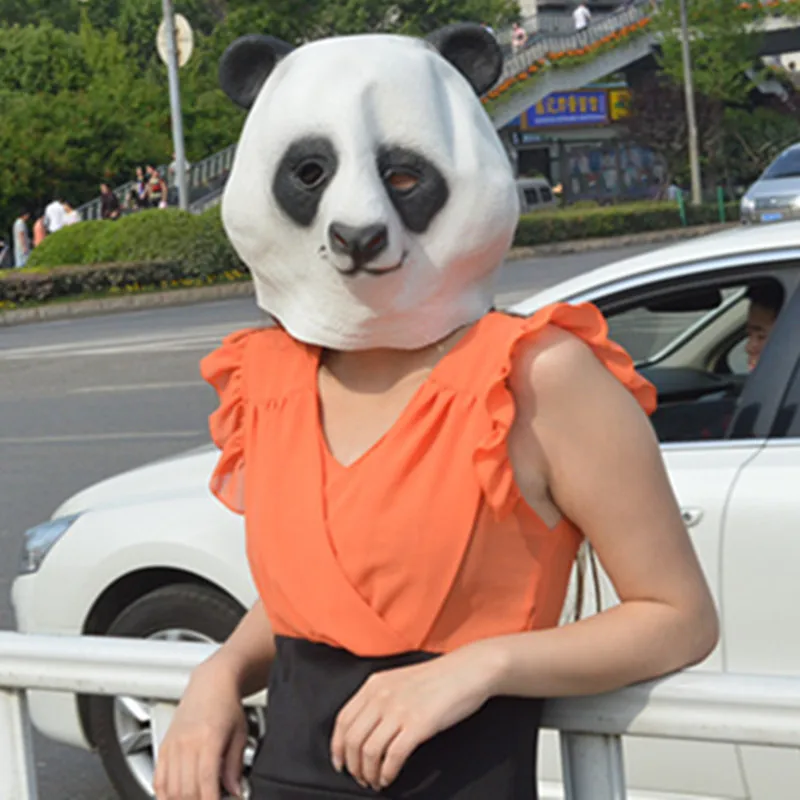 Смешная латексная маска панды с головой животного, маскарадные маски для косплея
