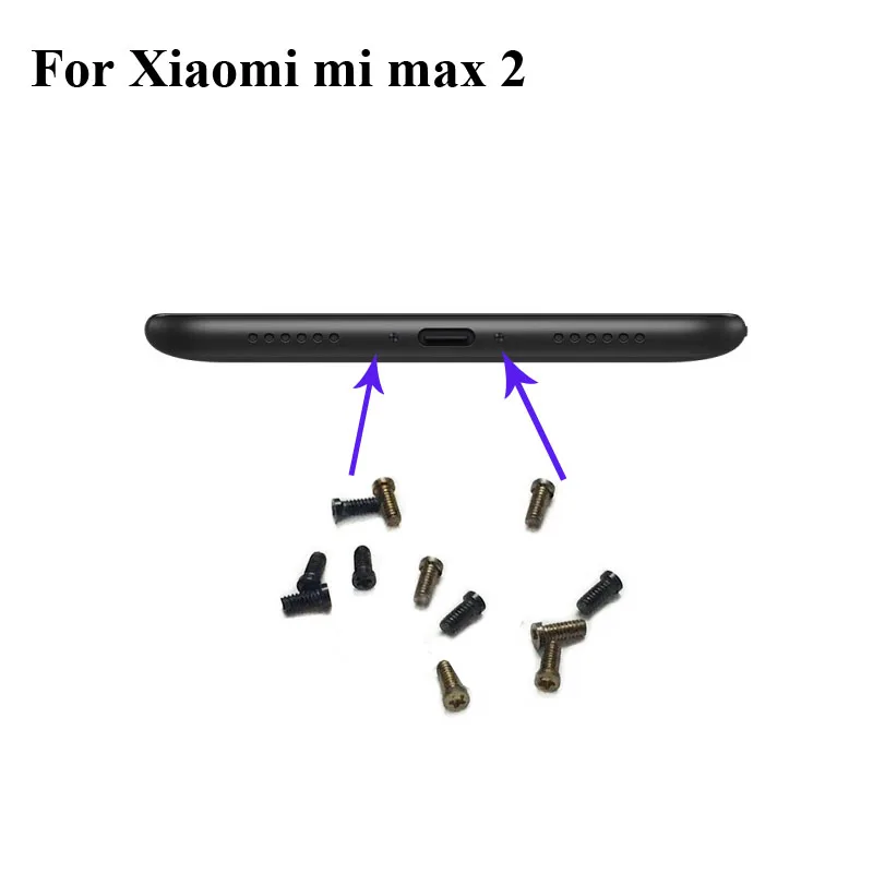 2 шт черный золотой цвет для Xiaomi Mi Max Buttom Dock шурупы винт корпуса ногтей tack Max2