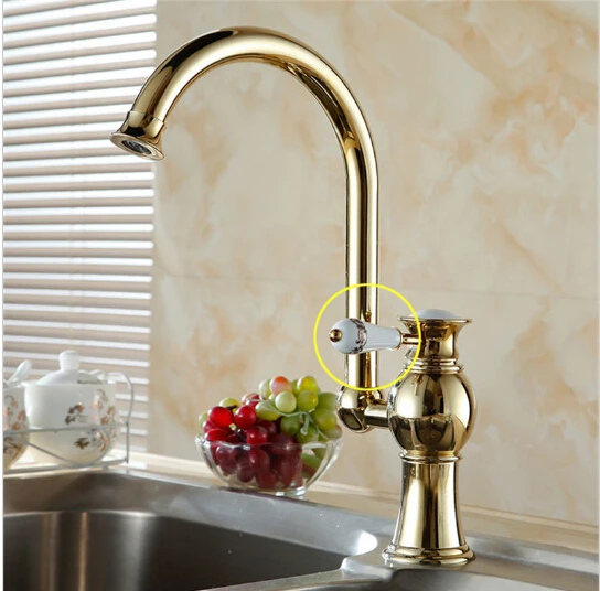 Free shipping Luxury Golden brass kitchen faucets tap single hand hot and cold wash basin mixer