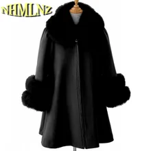 Стиль, модное женское зимнее пальто, толстое, элегантное, меховой воротник, теплое шерстяное пальто, большие размеры, свободное, высокое качество, шерстяное пальто для женщин, G2020