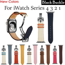Herm Logo on Clasp Strap for Apple Watch Series 5 4 3 2 1 44MM 40MM 42/38MM Leather Single Tour Deployment Watch Band for iWatch милен фармер mylene farmer 5 on tour 2 cd