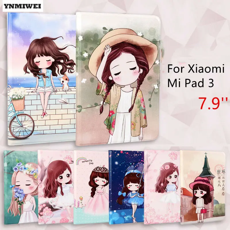 

Tablet Case For Xiaomi Mi Pad 3 7.9 inch Ultra Thin Color Printing Smart Cover Case For Mipad 2 MT8176