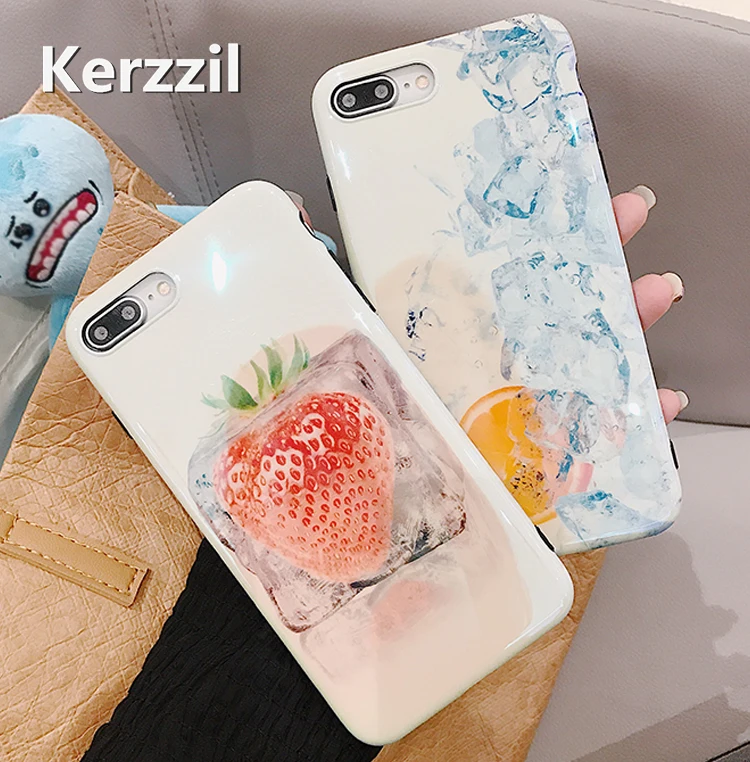 Kerzzil летние фруктовые кубики льда для iPhone 6 6S 7 8 чехлы телефонов Blu-Ray мягкий