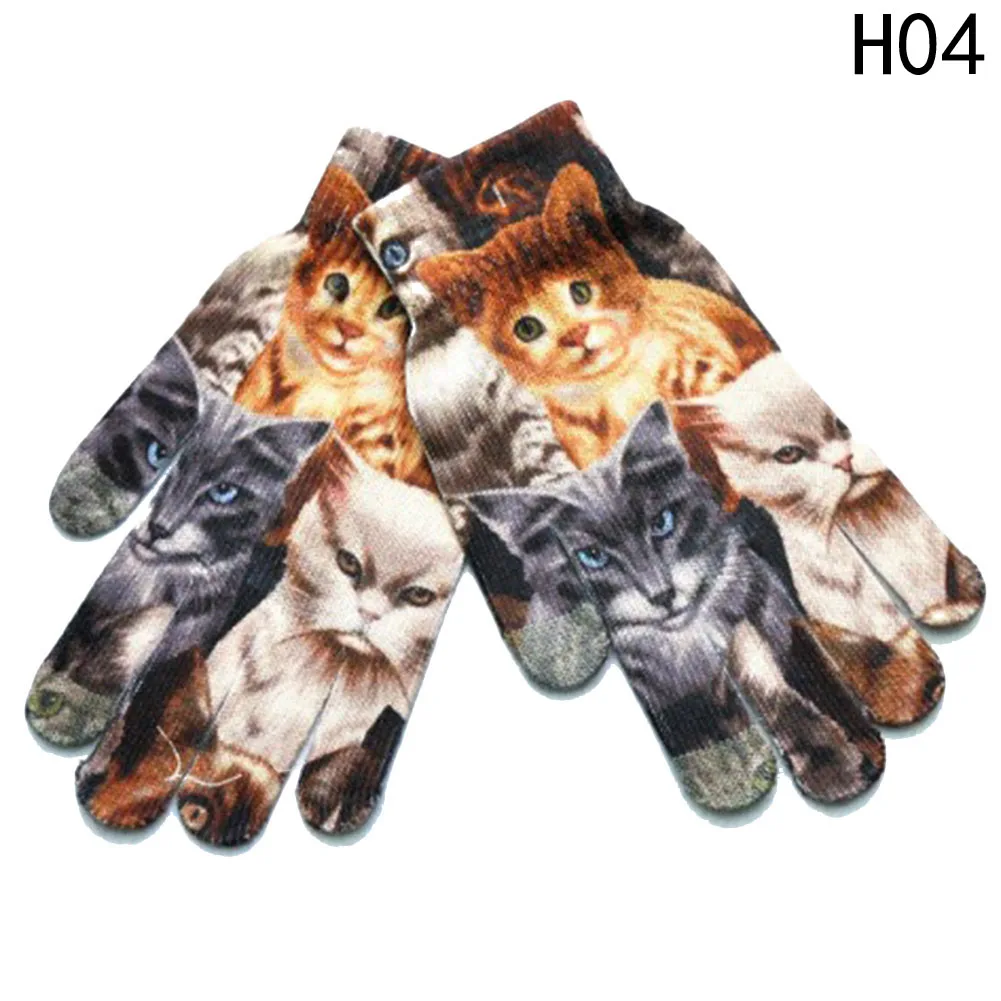 

Hot Sale Winter Keep Warm Women Men Touch Screen Soft Cat Dog Fruit Cake 3D Printing Gloves And Hot Stamping Touch Gloves