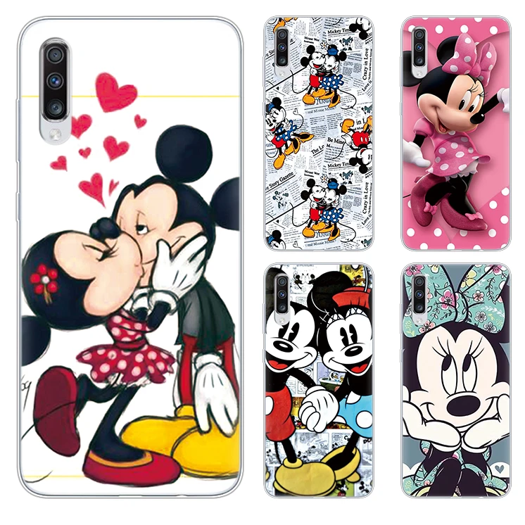 

Cartoon Minnie Mickey Mouse TPU Case for Samsung Galaxy A70 Case Shell Silicone accessories 6.7" Capa Back Cover Bags Coque Pink