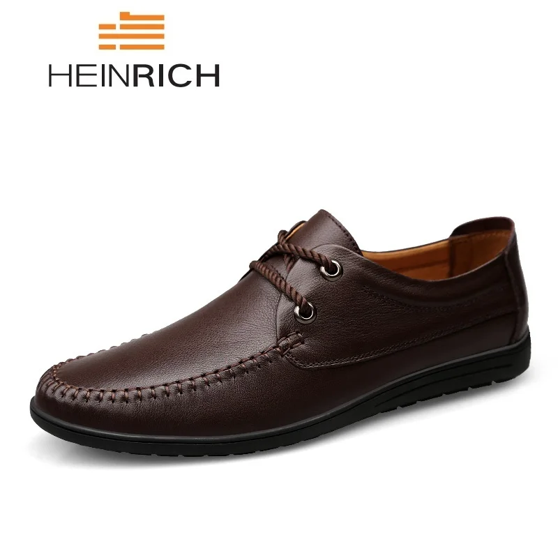 

HEINRICH Mens Business Shoes Leather Luxury Dress Shoes Men Four Seasons Male Fashion Flats Work Shoes Black Heren Schoenen