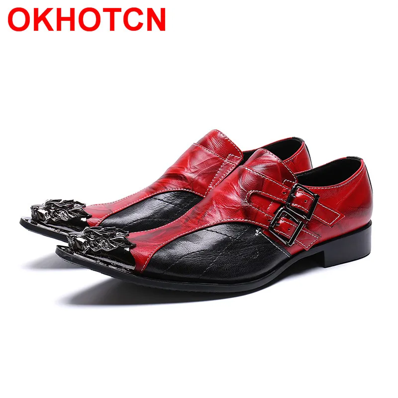As Social White Casamento Metal Sapatos Oxford Escritório Shown Sapato Masculino Os Shown Homens Vestido Formal as Do Dos Dedo Couro Pé De Para Genuíno Red Black New gvnqa515