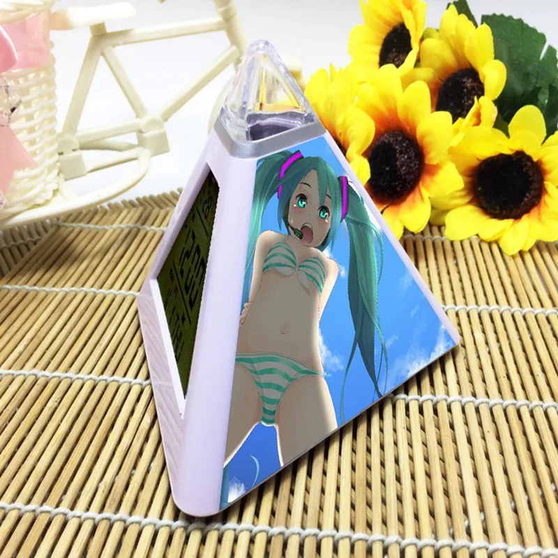 Horloge digitale Hatsune Miku светодиодный Будильник мультяшная Пирамида цифровой будильник reloj despertador de cabeceira детские часы - Цвет: 09