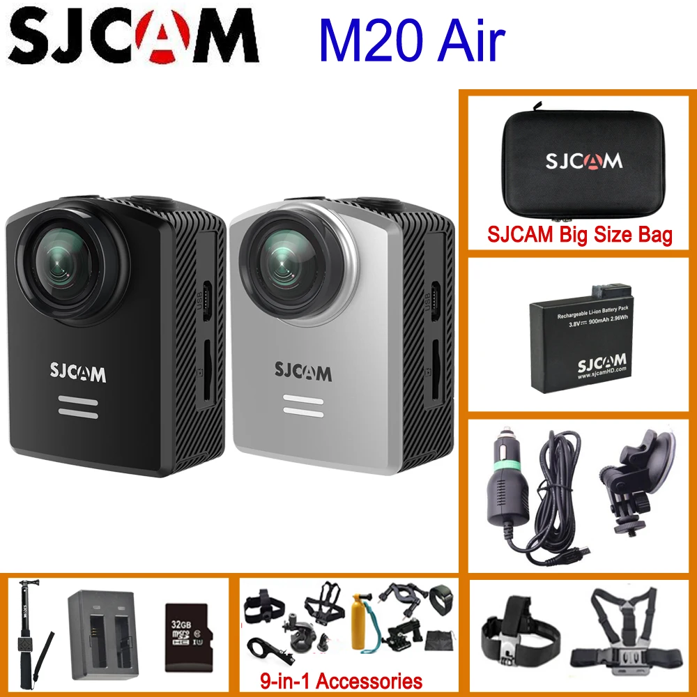 Экшн камера SJCAM M20 Air WiFi водонепроницаемость до 30 м 1296P NTK96658 12 МП объектив 140