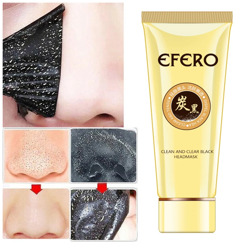 Efero 1 шт. маска от угрей для ухода за кожей лица маска blackhead Remover черный маски пилинг пор полосы маска для носа лечение акне уход