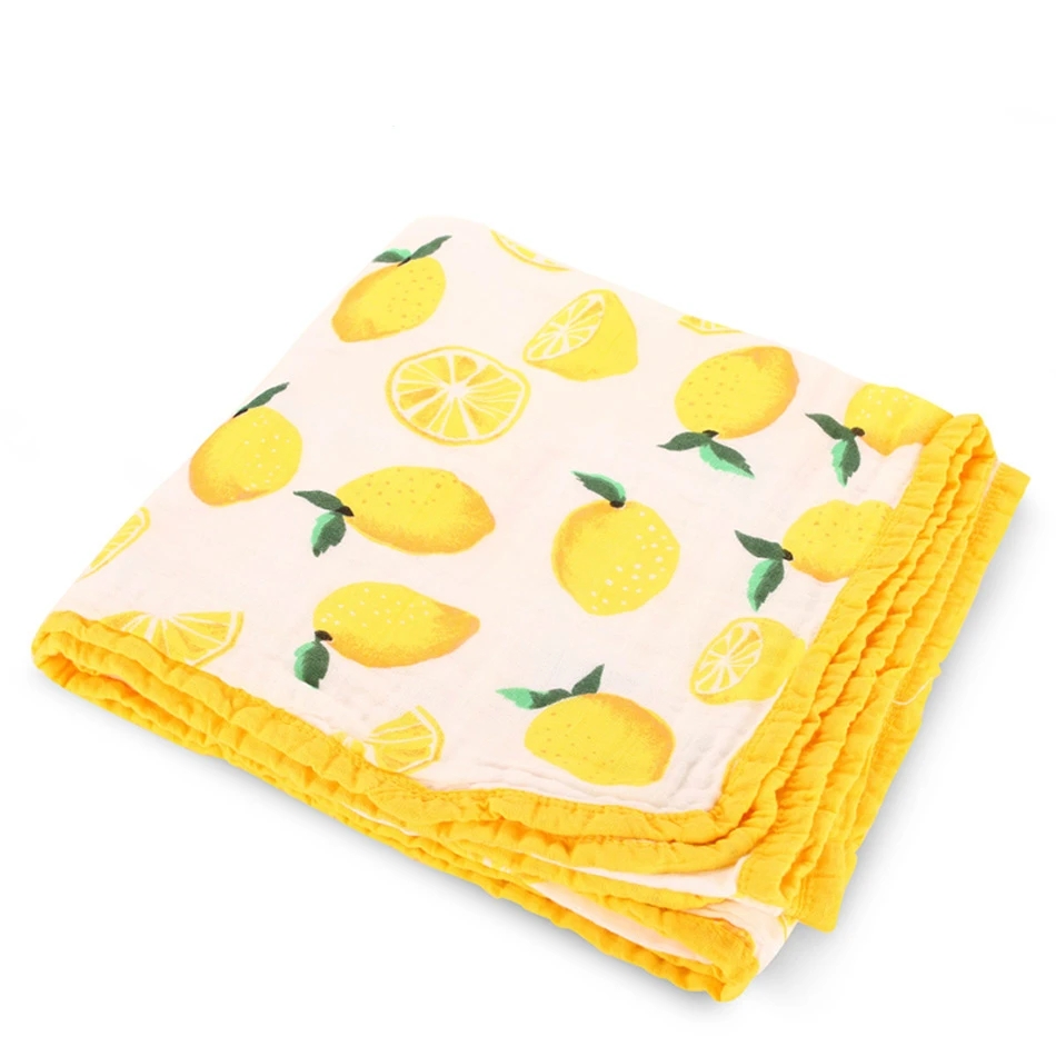 

Happyflute 4layers Muslin 100% Cotton Colour Edge Wrapping Swaddle Soft Baby Warp Infant Newborn Baby Blankets