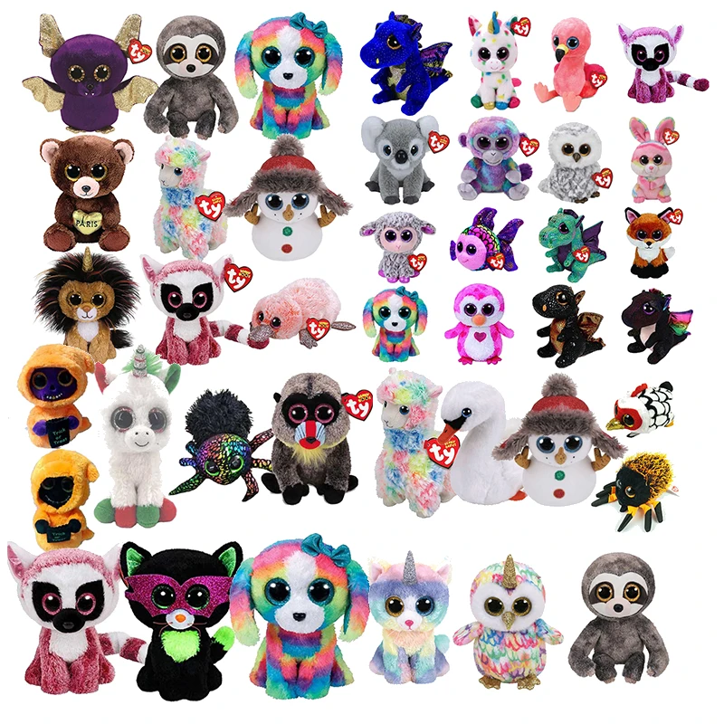 

TY Beanie Boos 6" 15cm Harmonie Unicorn Lola Dog Bat Alpaca Dangler Ghost Owl PlushRegular Stuffed Animal Soft Big Eyes Doll Toy