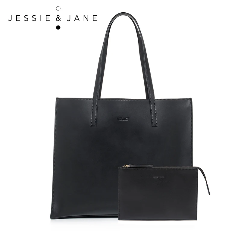 JESSIE JANE New Arrival Practical Women Composite Bags Simple Split Leather Shoulder Bag with a Pouch