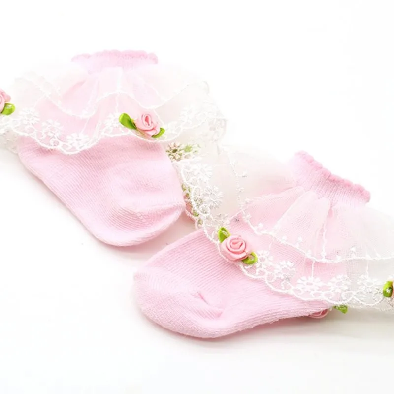 Милые детские красивые шифоновые кружевные носки с цветочным узором; мягкие теплые носки для малышей