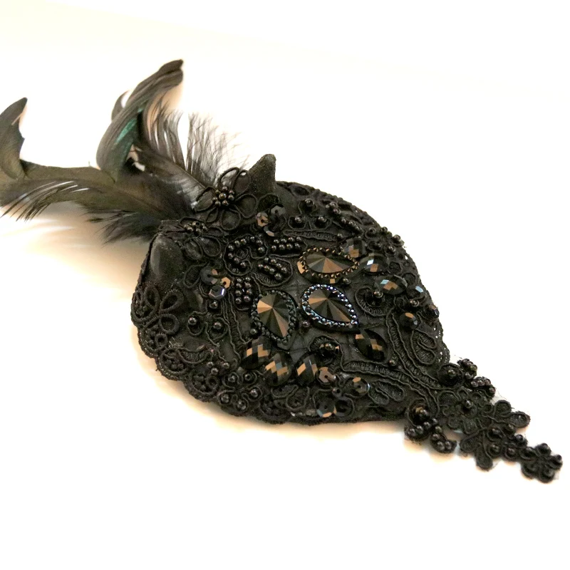 2018 Black Gothic Beading Headband Sheep Horn Headwear Evil Cosplay  Women's Halloween Costumes  (1)
