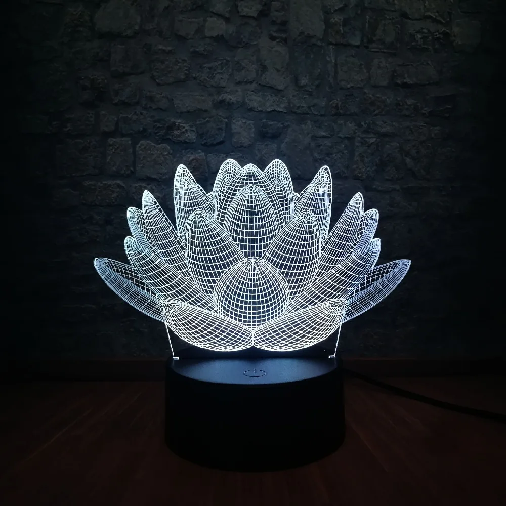 Цветок лотоса 3d Led Usb лампа модная атмосфера украшения дома многоцветный Изменение Ночник декор Ce сухой аккумулятор
