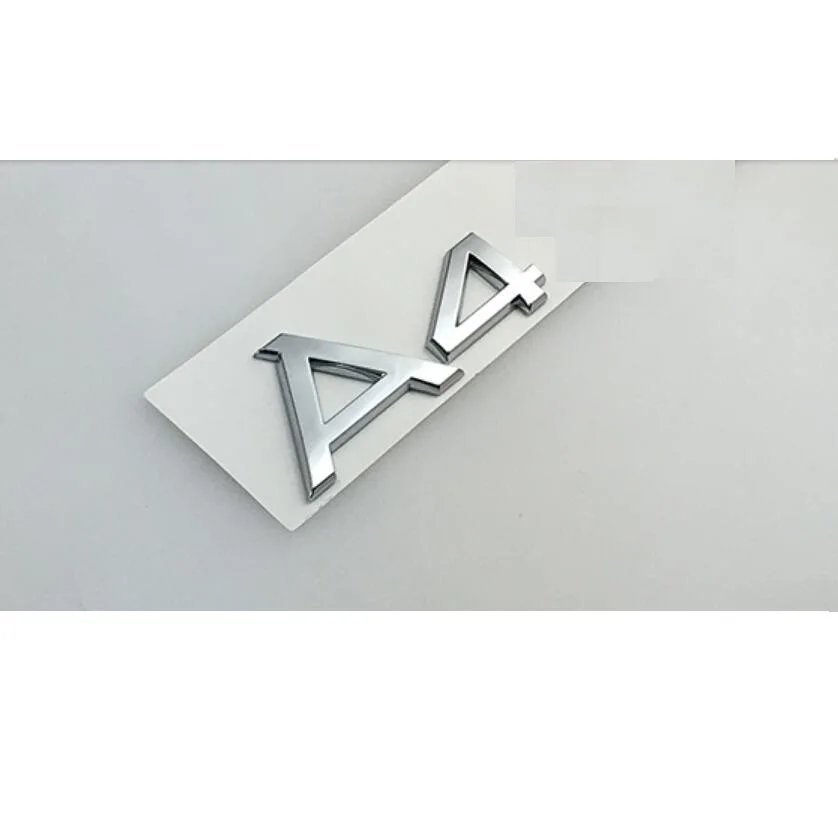 Chrome Shiny Silver A 4 A4L ABS Trunk Rear Number Letters Words Badge Emblem Decal Sticker