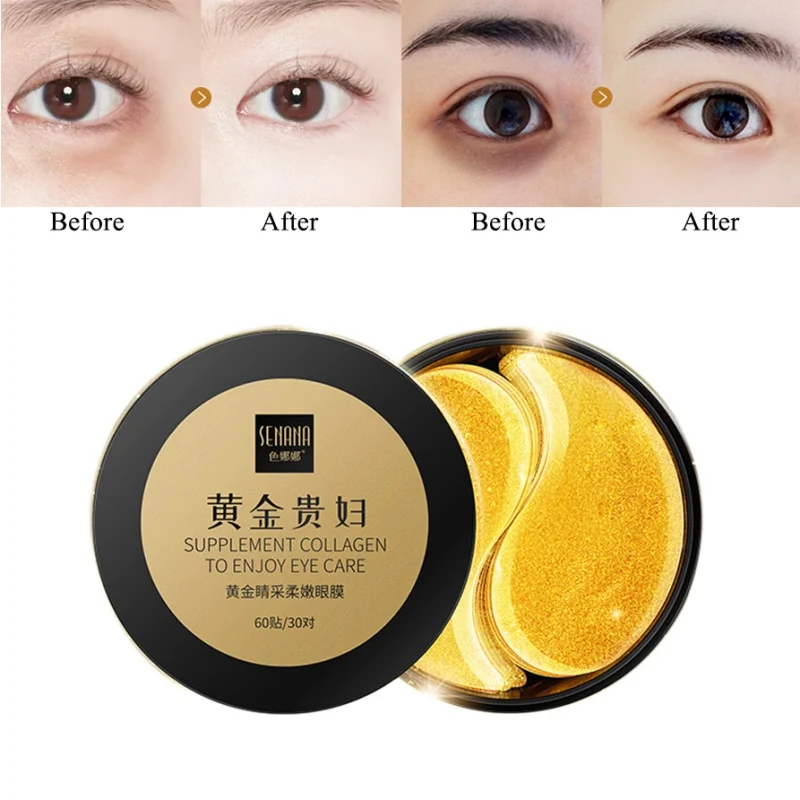 

24K Gold Eye Masks Collagen Eye Mask Ageless Sleep Mask Hydrogel Eye Patches Pads Dark Circles Moisturizing Face Mask Care