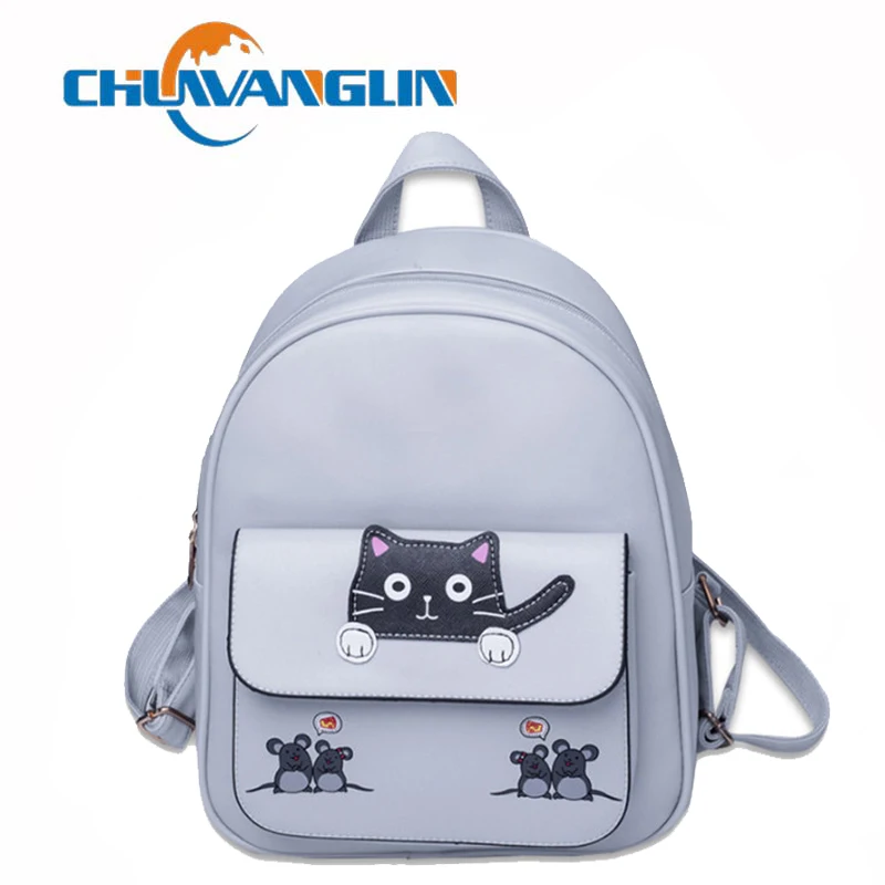 

Chuwanglin women leather backpacks preppy style school backpack for teenage girls lovely cats mini backpack mochila A9339
