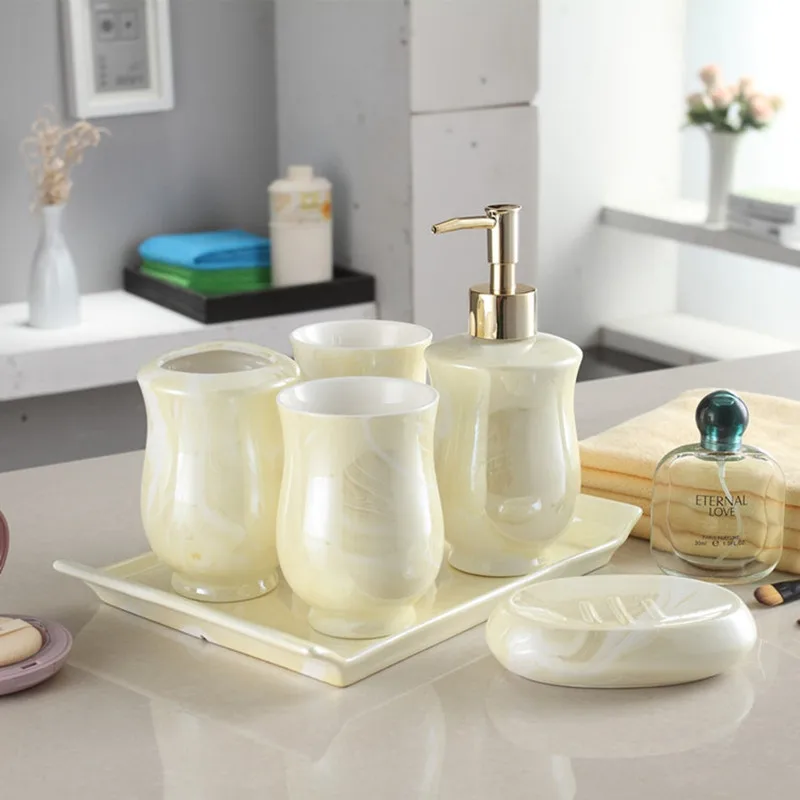 Скандинавский модный керамический набор для умывания мраморная полоса парные чашки украшения для ванной комнаты украшения для дома WSHYUFEI